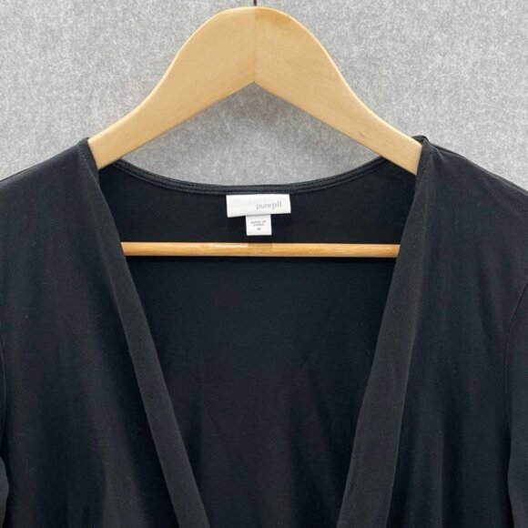 J. Jill Cardigan Top Womens Medium Black Cotton Modal Blend Knot Front - Picture 2 of 8